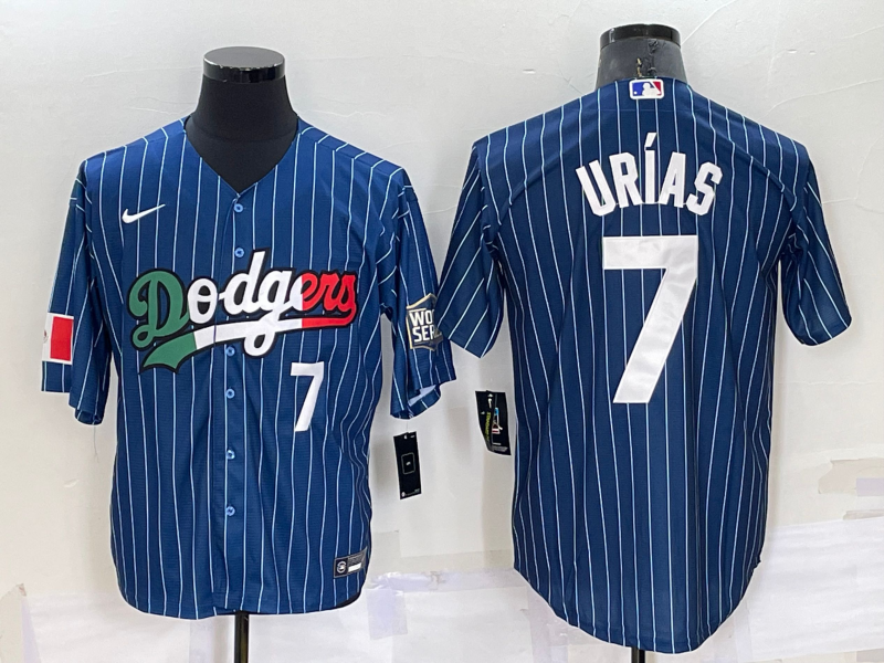 Men's Los Angeles Dodgers #7 Julio Urias Navy Mexico World Series Cool Base Stitched Baseball Jersey Men's Los Angeles Dodgers #7 Julio Urias Navy Mexico World Series Cool Base Stitched Baseball Jersey